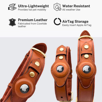 Leather AirTag Dog Collar