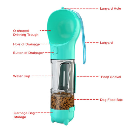 Portable 3in1 Pet Water Bottle Outdoor Dog Feeder Cat Travel Bowl