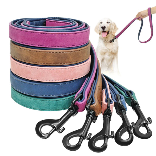 Dog Leash Harness Leather